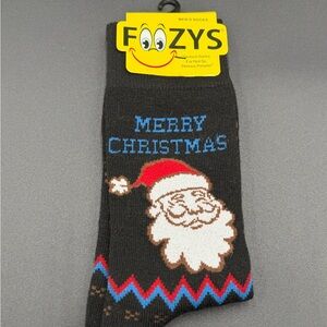 Fozzy's Black Merry Christmas Santa Socks for Men